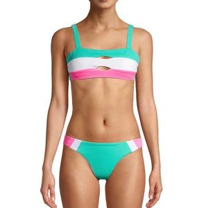 NWT Juniors’ Ribbed Color-block Bikini Set